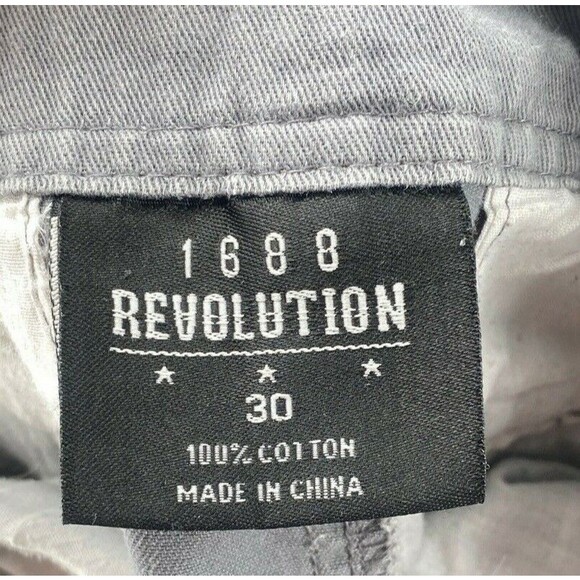1688 Revolution Shorts Mens Size 30 Flat Front 100% Cotton Grey Casual Cargo - Picture 6 of 6